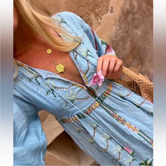 FARM Rio Women’s Embroidered Pineapple linen-blend Maxi Dress, XL, NWT $345 - Picture 5 of 16